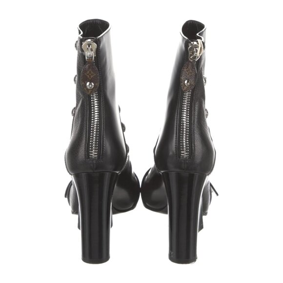 New in Box Louis Vuitton Black Patti Studded Leather Wedge Ankle Boots 39 - Picture 5 of 8